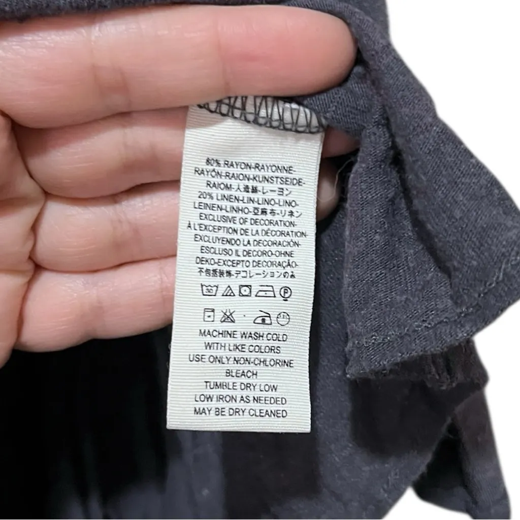 Free People Charlie Linen Blend Ruffle Boxy Fit Top Medium - Image 5