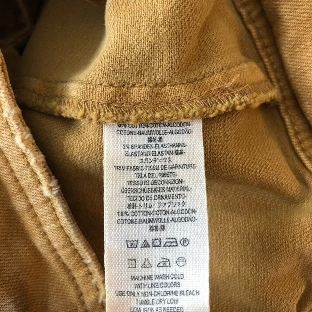 Free People Womens Feel Good Brenda Denim Jacket Zip Pockets Beige XS - Image 4