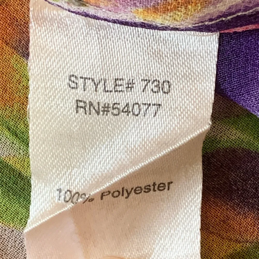 CAbi Halter style Top Small Watercolor Petals multi color Floral Semi sheer - Image 6