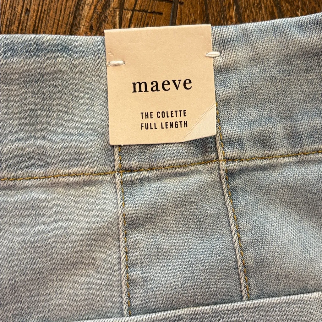 Maeve Anthropologie The Colette Full-Length Wide-Leg Jeans Light Wash 33 NWT - Image 4