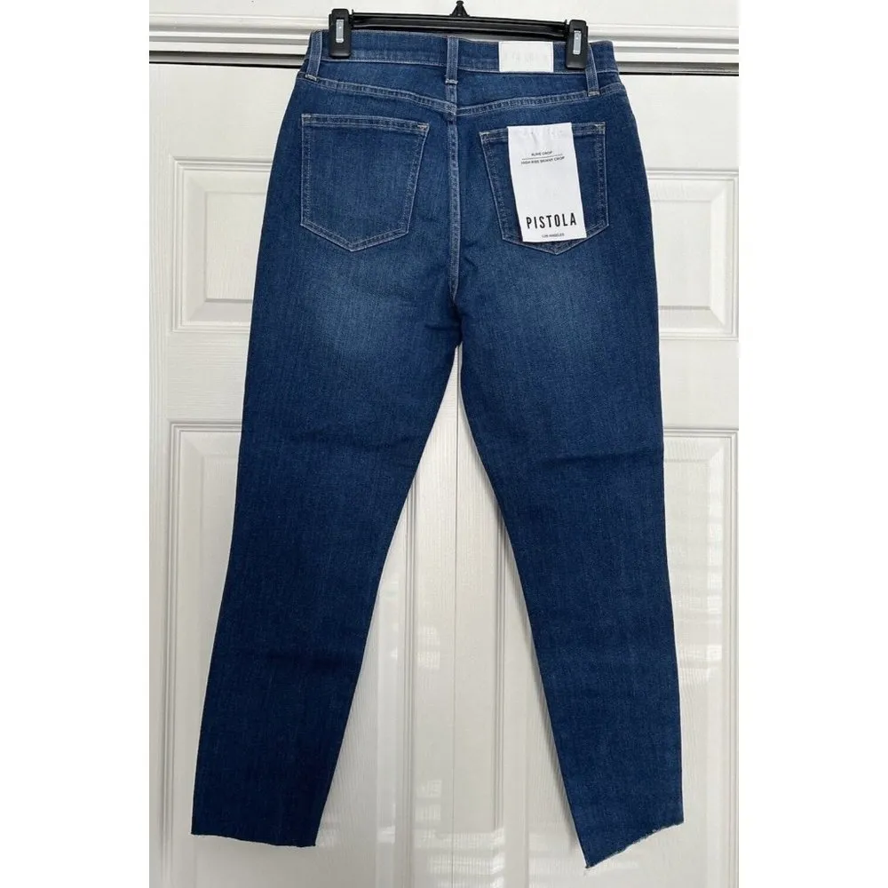 Pistola Aline High-Rise Skinny Crop Raw Hem Jeans in Catalina Blue Size 29 - Image 3