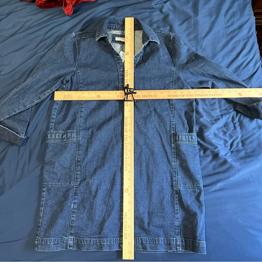 LOFT Dark Blue Collared Denim Mini Dress - Image 9