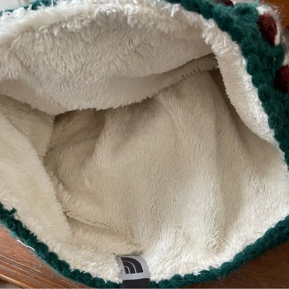 The North Face Insulated Beanie Winter Hat Women’s Knit Lined Green Brown OSFM - Image 6