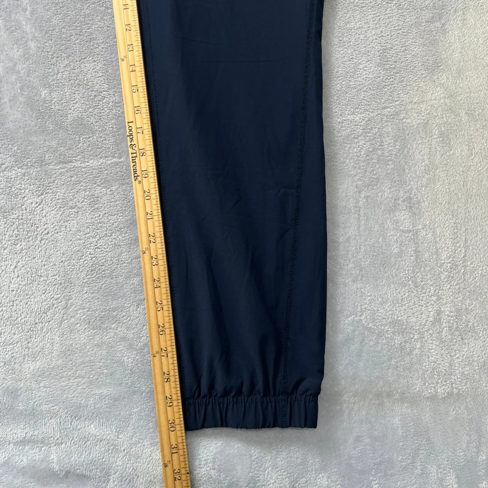 Eddie Bauer Womens Flannel Lined Jogger Pants Navy Blue Size 10 Cargo Pockets - Image 9
