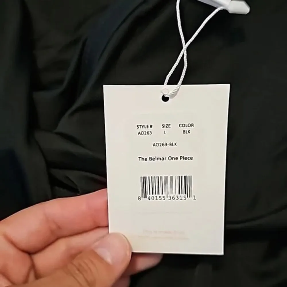 NWT Andie The Belmar One Piece V Neck Swimsuit Removable Cups L Black #2915 - Image 7