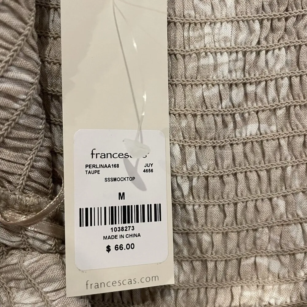 NWT Francescas Jumpsuit Womens Sz M Susanna Palm Tan White Floral Pants Stretch Size M - Image 3