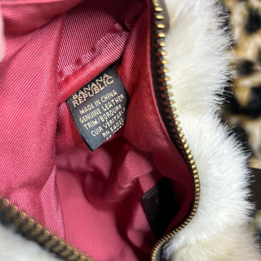 Vintage Banana Republic Faux Fur Genuine Leather Trim Handbag - Image 13