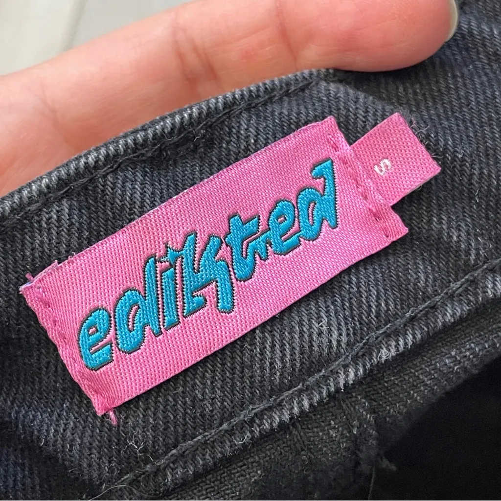 Edikted Denim Skirt spencer low rise micro womens Black (small) streetwear y2k - Image 3