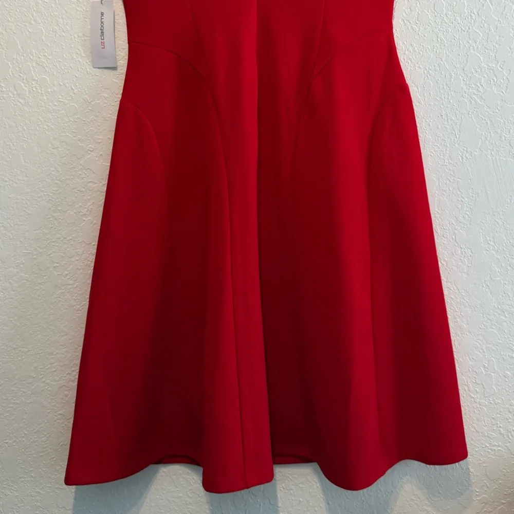 NWT Liz Claiborne Vibrant Red Midi Dress Elegant Size 8 Sleeveless Zipper Office - Image 6