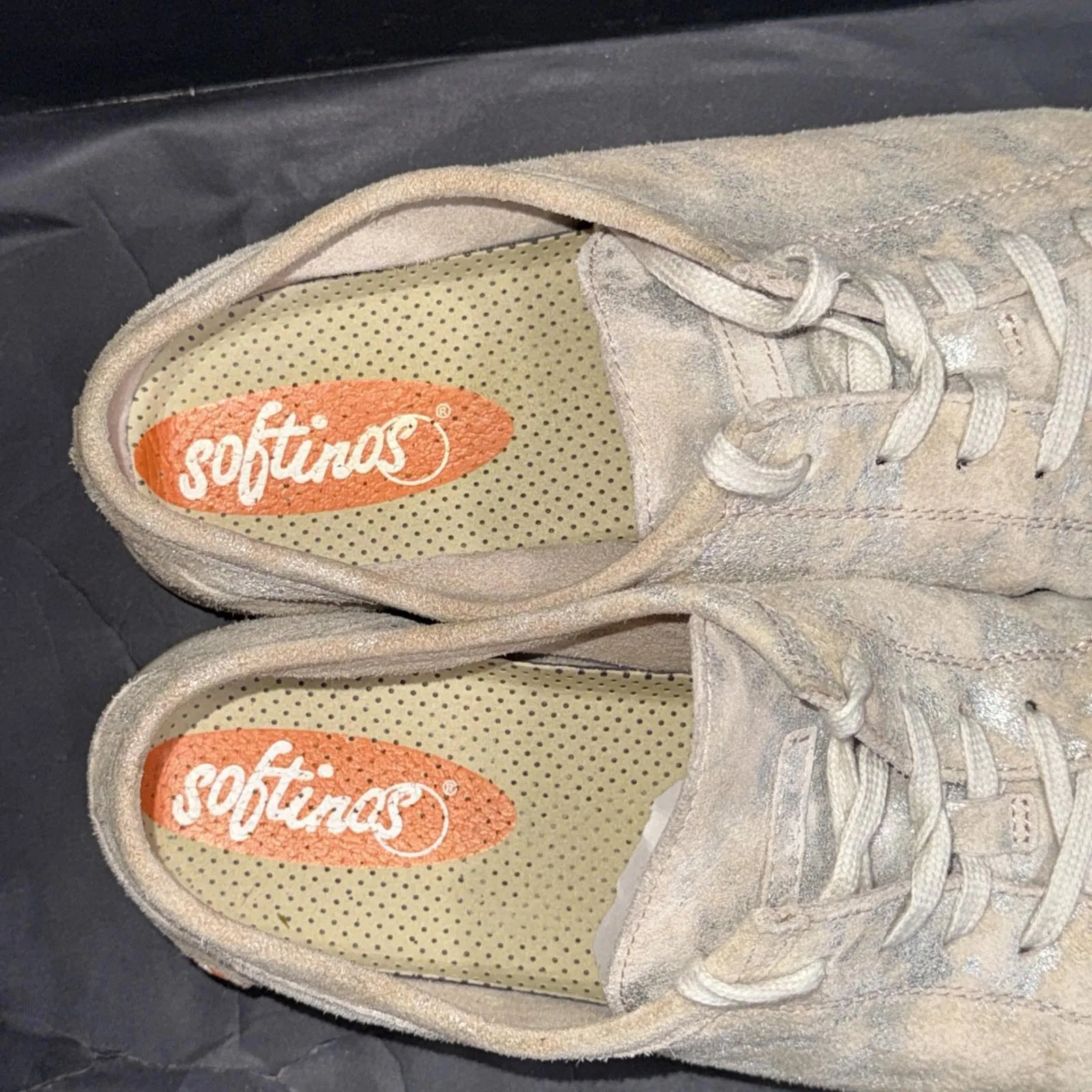 Softinos Quiet Luxury Designer Minimalist Beige Leather Portugal Sneakers Sz 41 - Image 4