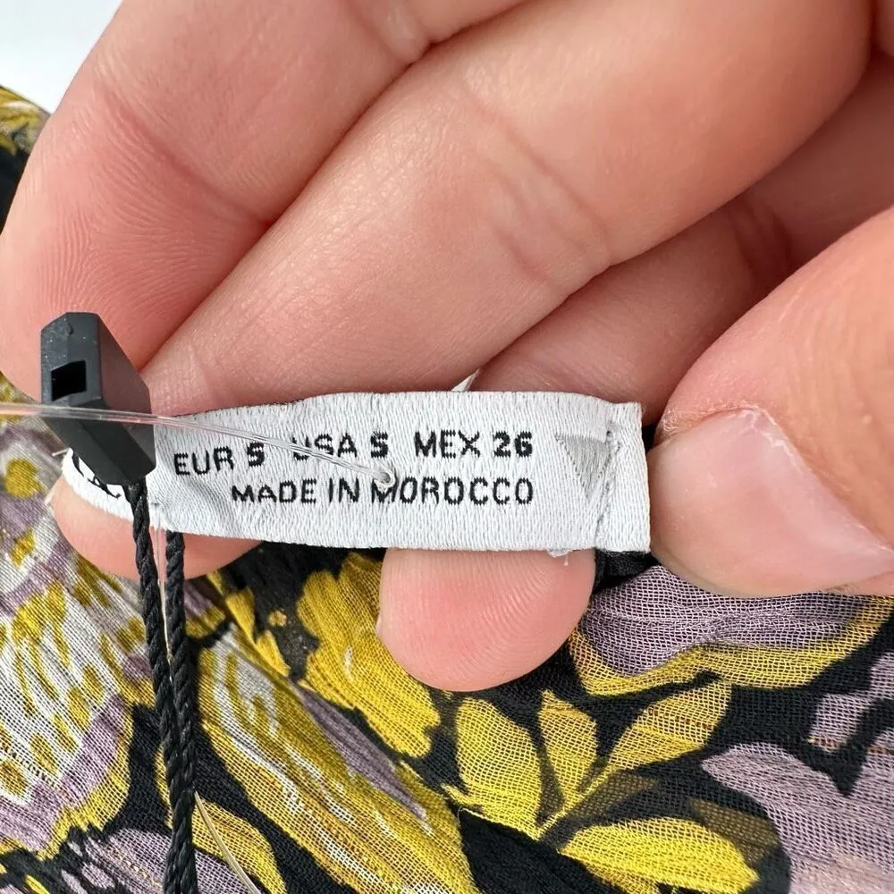 NWT Zara One Shoulder Floral Ruched Metallic Mini Dress BodyCon Small Party Club - Image 8