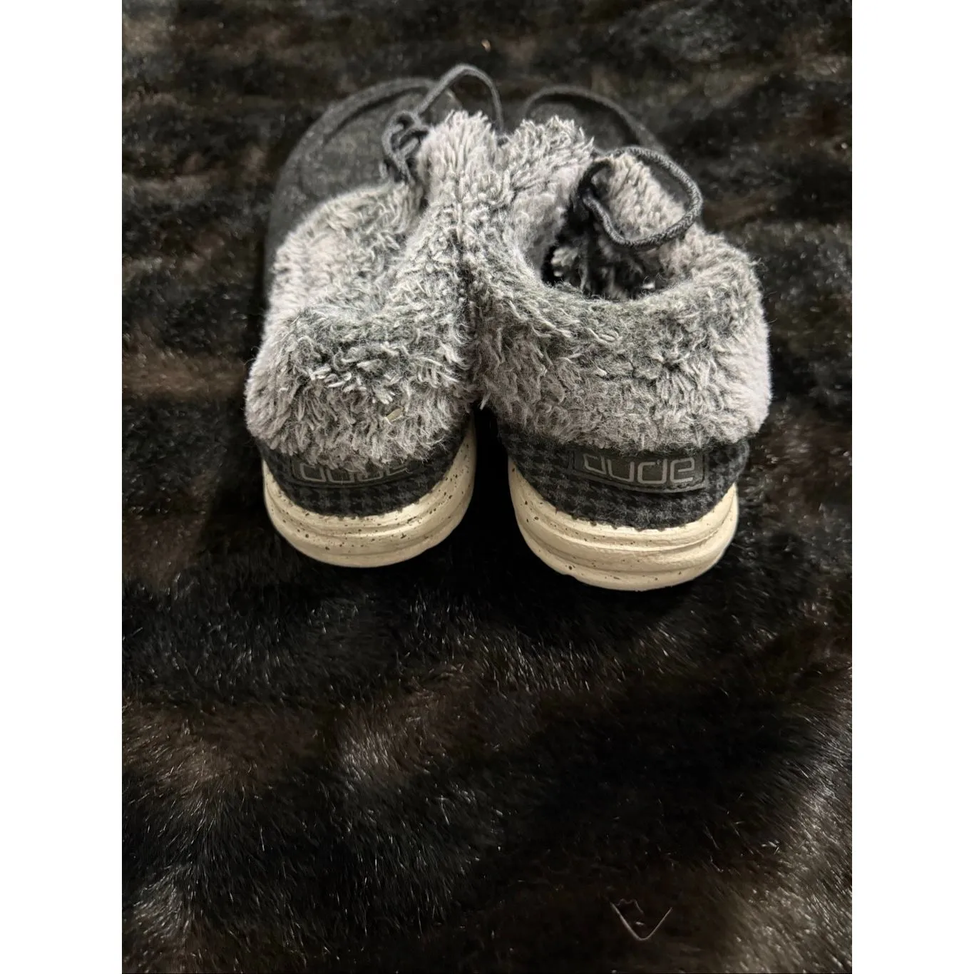 Hey Dude Britt Boots Dark Gray Faux Fur Lined Chukka Moccasin Sneakers Size 9 - Image 3