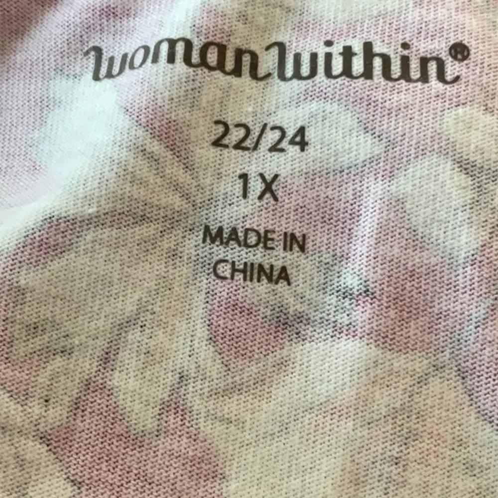 Woman Within Floral Purple Women's Top w/Shoulder Detail P2P 26-29” SIZE 1X - Image 2