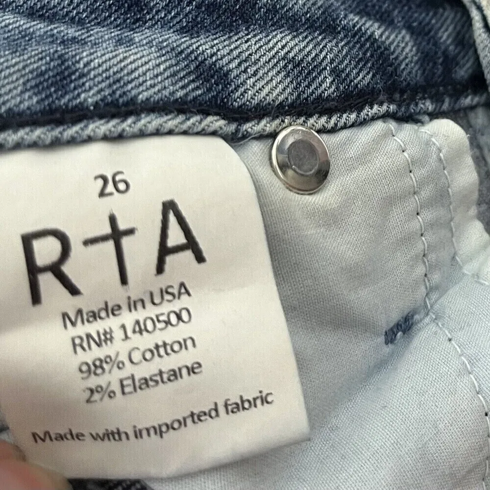 RTA Madrid Distressed Skinny Jeans Midtown Blue Raw Hem Women’s Size 26 - Image 10