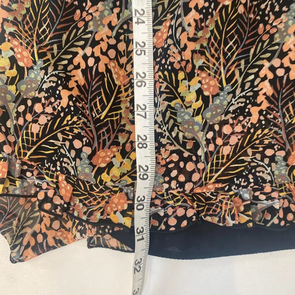 Topshop Surplice Neck Ruffle Sheer Mini Dress Forest Print Lined EUC Sz 6 - Image 14