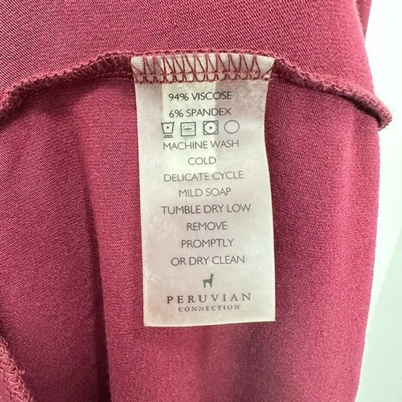 Peruvian Connection Stretch Jersey Knit Scoopneck Purple Red Longsleeve Dress‎ - Image 8