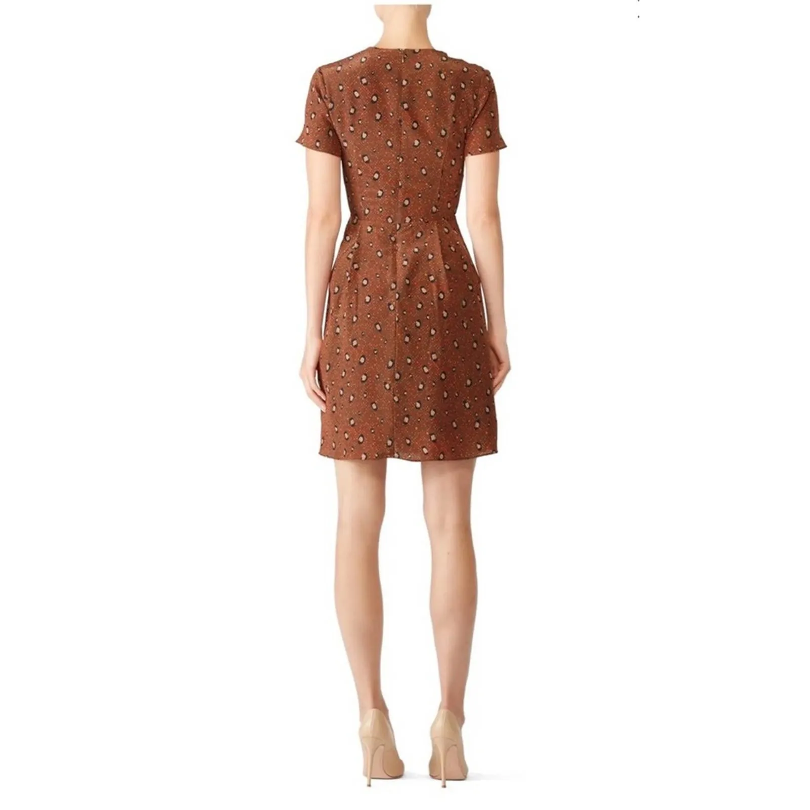 Slate & Willow Rust Brown Silk Leopard Print Dress - Image 5