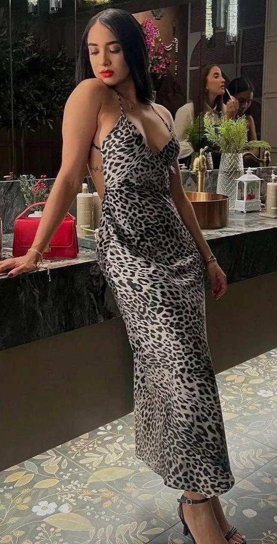 Zara maxi dress cheetah leopard animal print slip satin evening party cocktail  - Image 2
