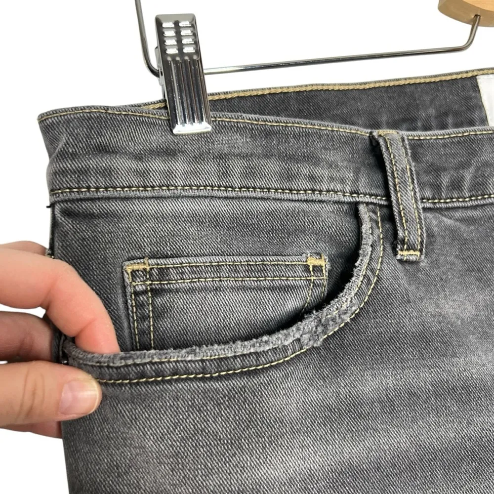 Current/Elliott Sample Gray Mid Rise Raw Step Hem Cropped Distressed Jeans - Image 2