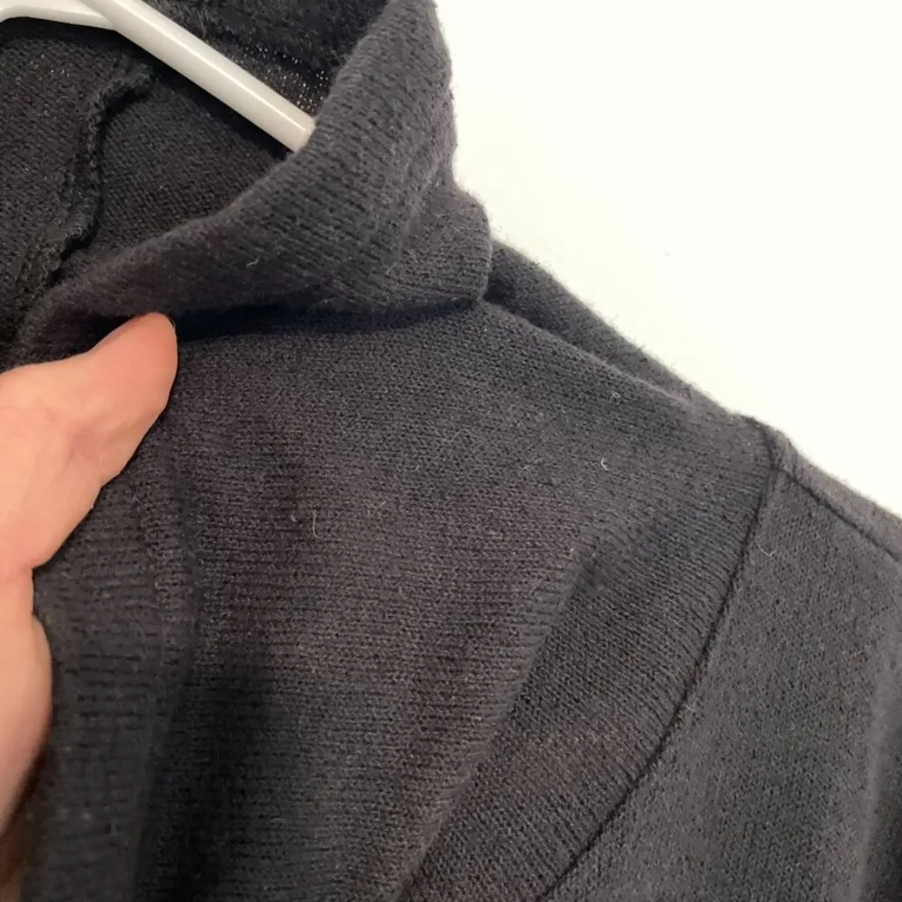 LOU & GREY ANN TAYLOR LOFT Solid Black Drawstring Cowl Neck Pullover Sweatshirt - Image 10