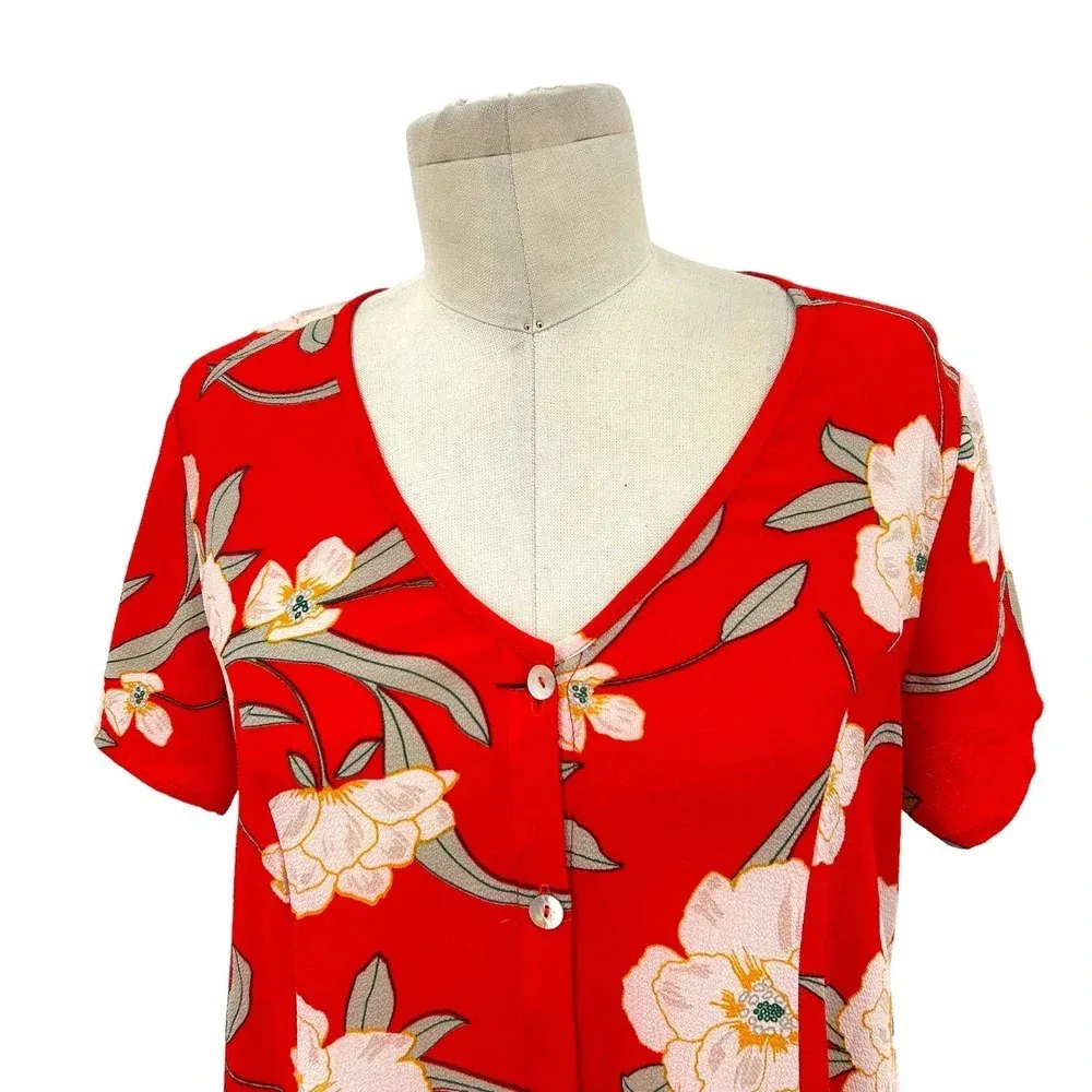 Show Me Your‎ Mumu Bennett Babydoll Dress Southern Red Pebble Floral Size Small - Image 4