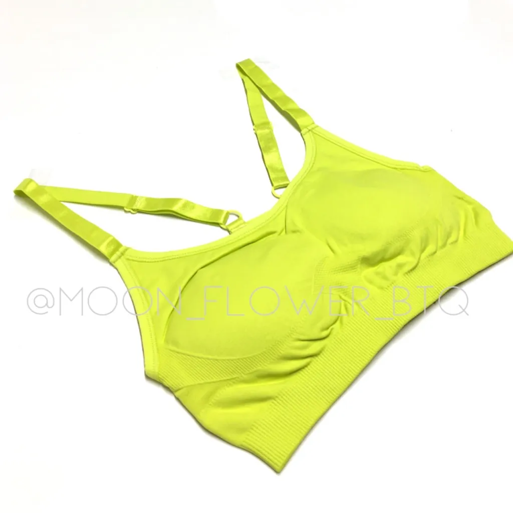 NikiBiki Neon Yellow Seamless Adjustable Strap Sports Bra - Image 3