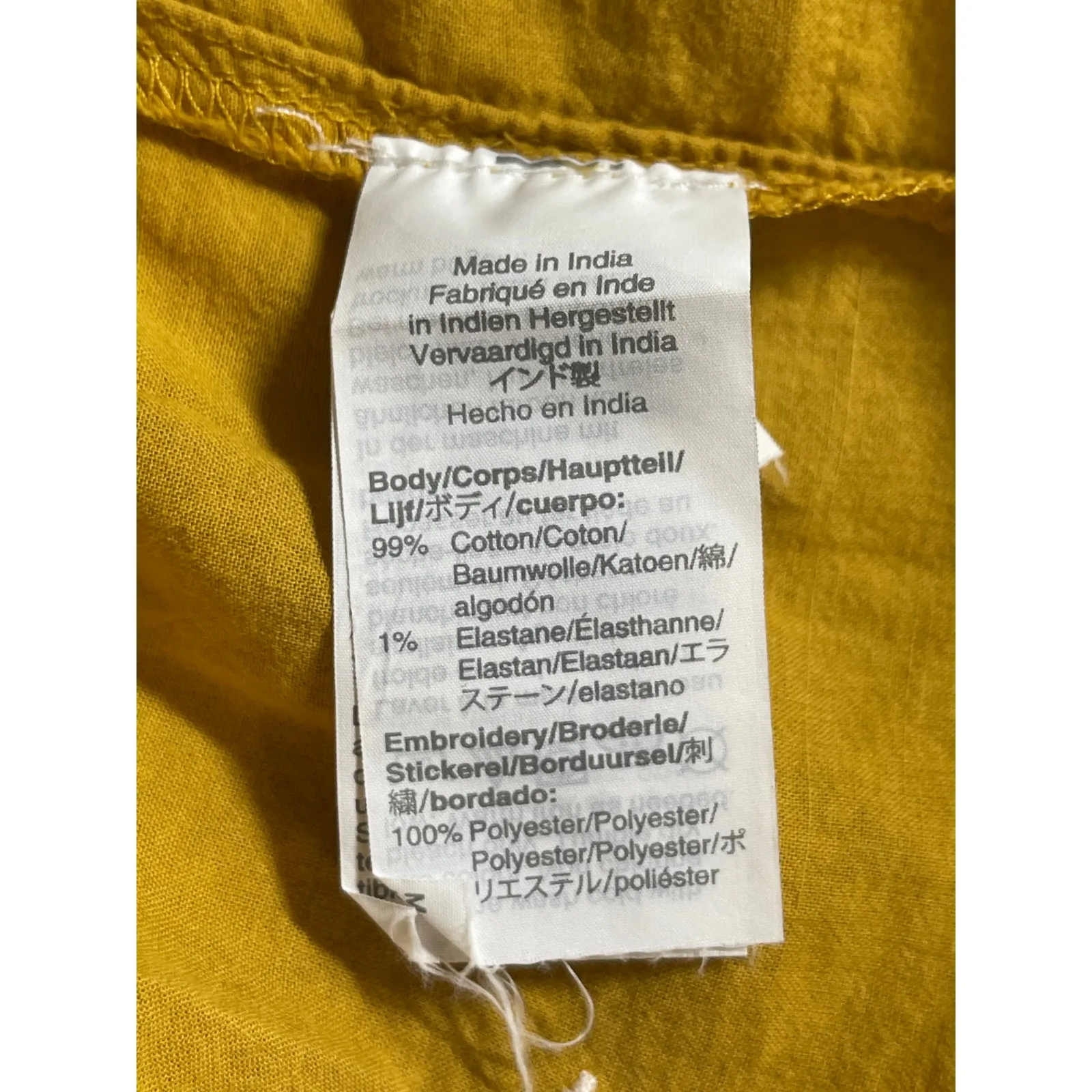 Madewell Womens Yellow Gold Floral Embroidered Square Neck Babydoll Blouse Top M - Image 5