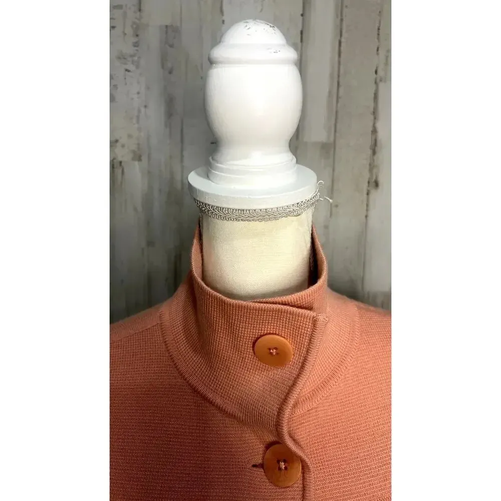 Talbots Women's Small‎ Coral Merino Wool Long Sleeve Mock Neck Blazer Jacket - Image 2