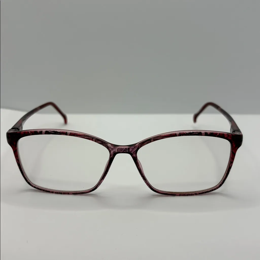 Women’s STEPPER 30098 SI Eyeglasses red plastic frame rectangular lens EUC - Image 2