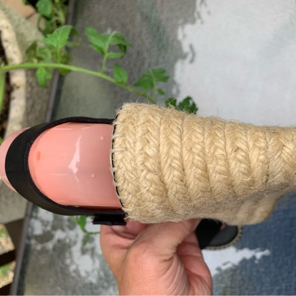 Paseart Leather Black Wedges Espadrille Sandals size 39 8.5 Shoes - Image 4