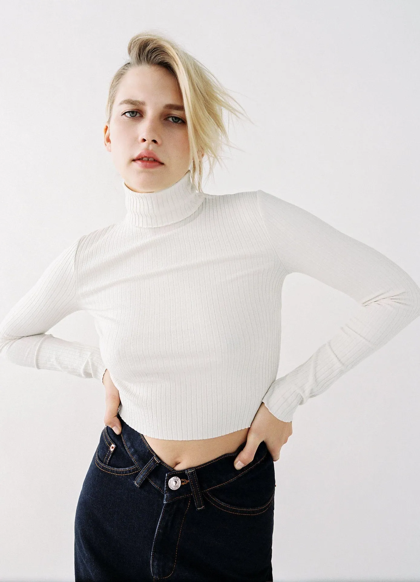 Nwt Ribbed Cropped Turtleneck Sweater Top Blouse - Image 4