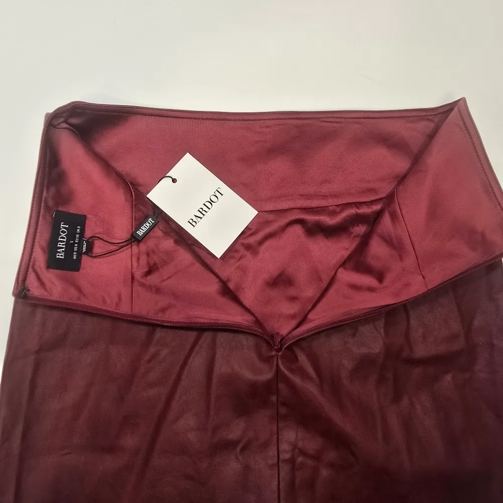 Bardot Dante Faux Leather Midi Skirt in Deep Red - Image 11