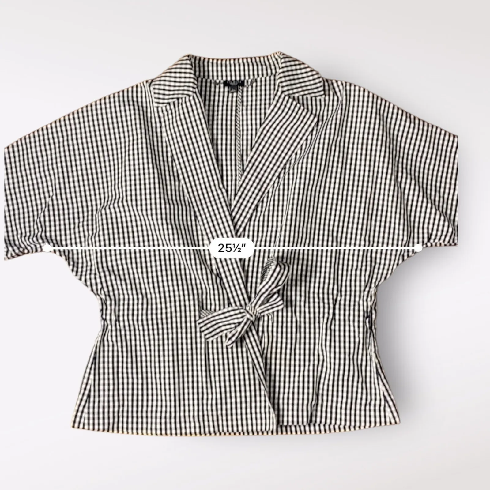 Talbots‎ Petites Tie Front Gingham Jacket Womens Size L Black White Minimalist - Image 4