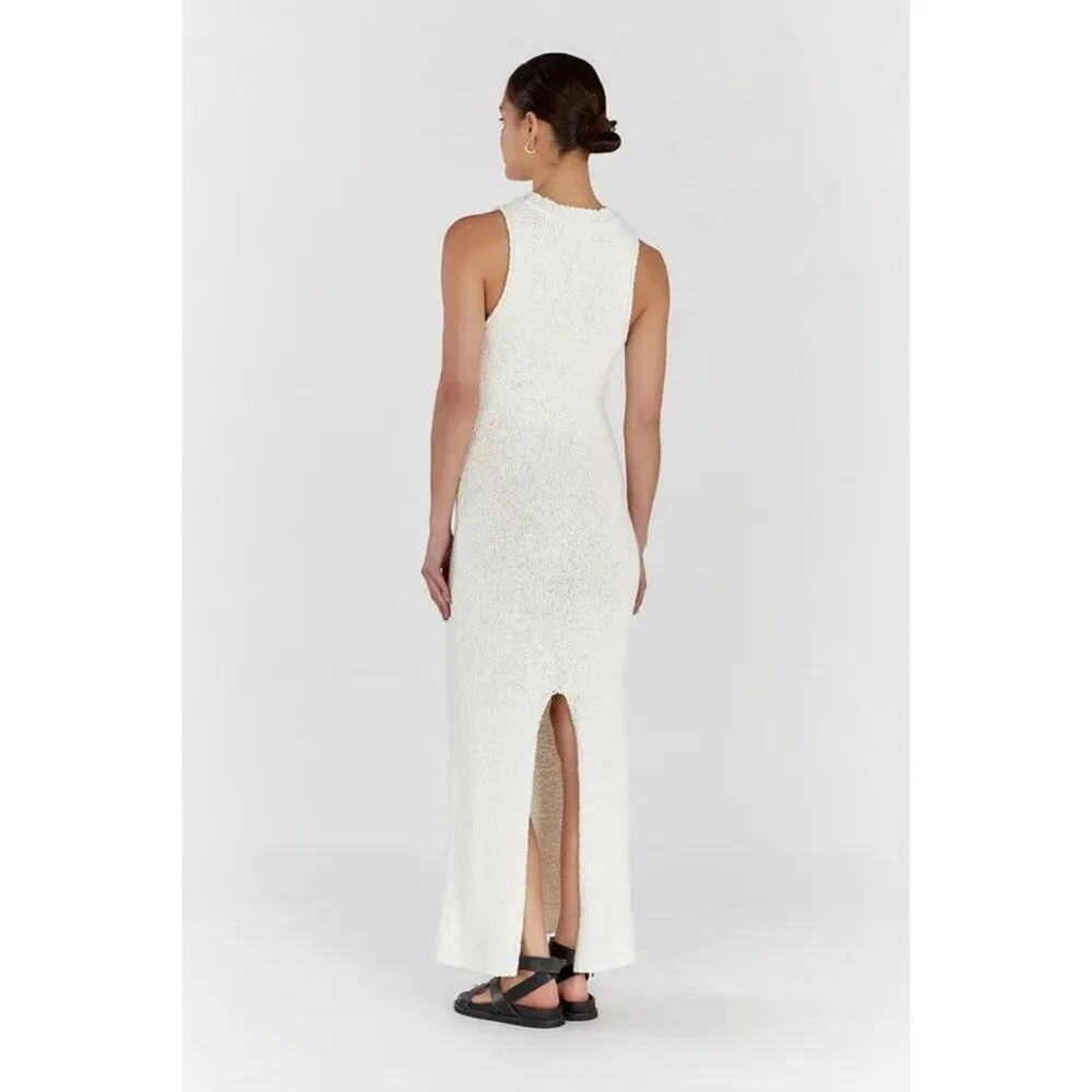 NWT DISSH Dion Maxi in Off White Boucle Knit Sleeveless Dress L / US 8 - Image 10