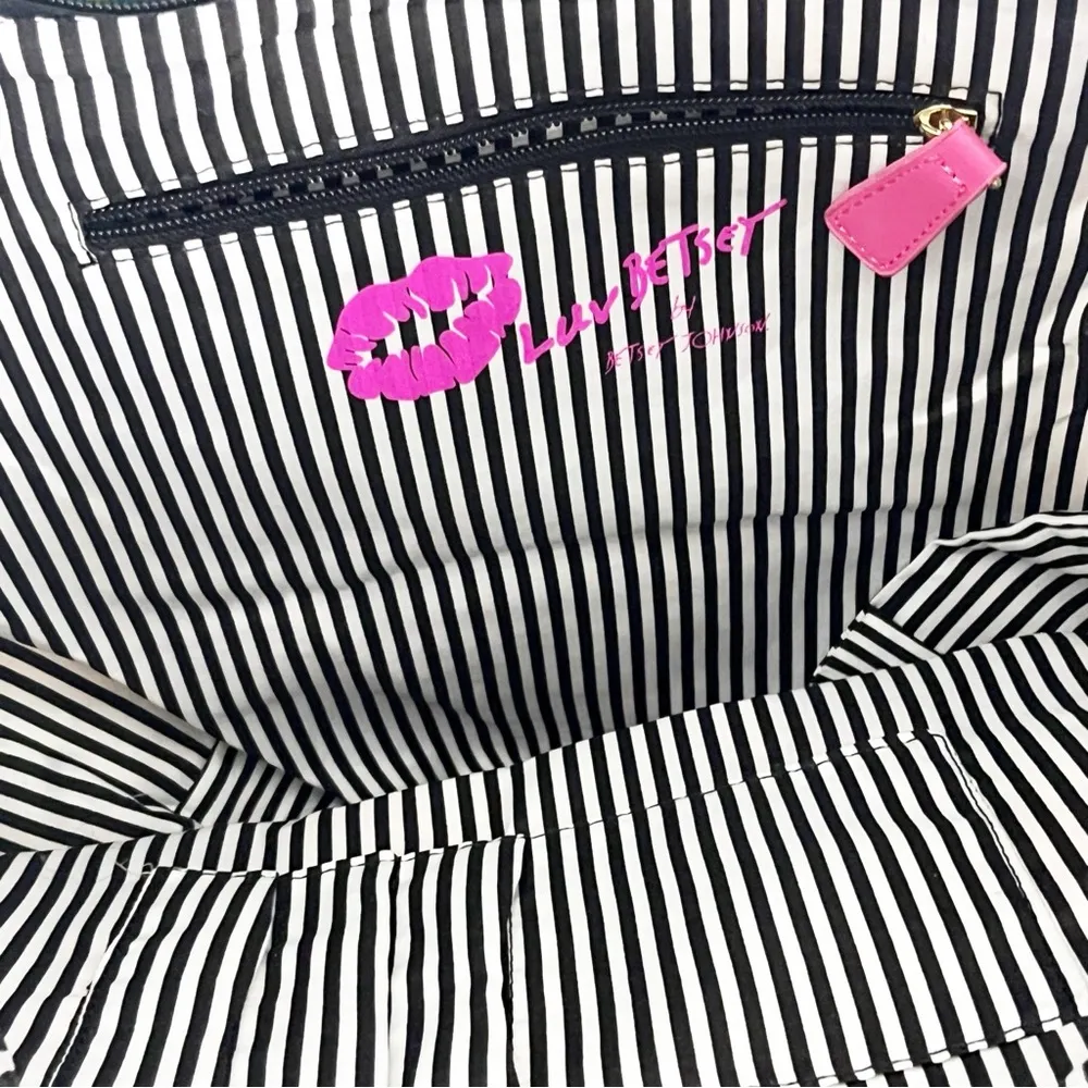 BETSEY JOHNSON Black Paisley Print Double Straps Top Zipper Closure Tote Bag - Image 8