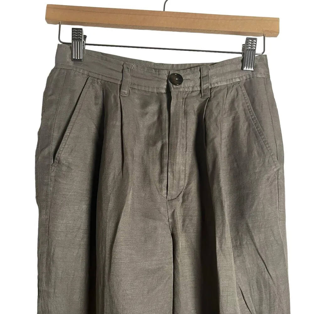 Anine Bing Carrie Pleated Wide Leg Linen High Waist Trouser Pants Size XS - Image 6