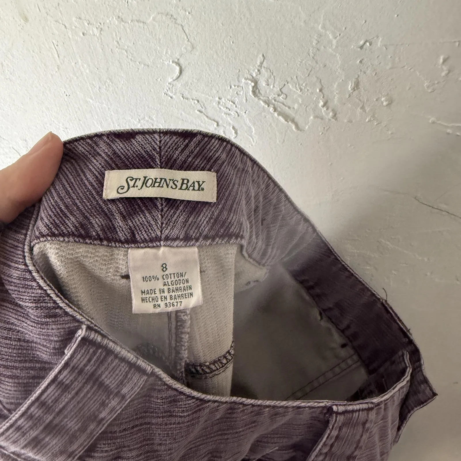 St Johns Bay Pants Vintage 8 Purple Wide Leg High Rise Cotton Utility Pockets‎ - Image 9