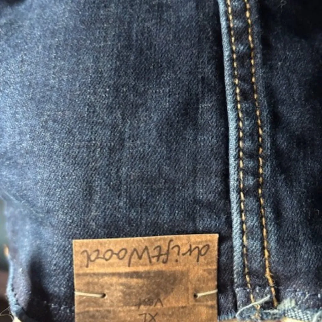 NWT Driftwood Blue Denim Fleece Lined Button Down Jean Jacket Vest Women’s XL - Image 8