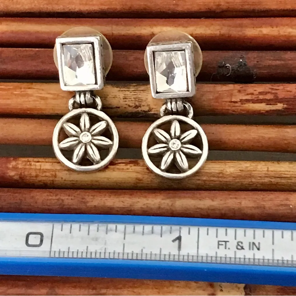 Brighton Silver Floral & Crystal Drop Post Earrings - Image 6