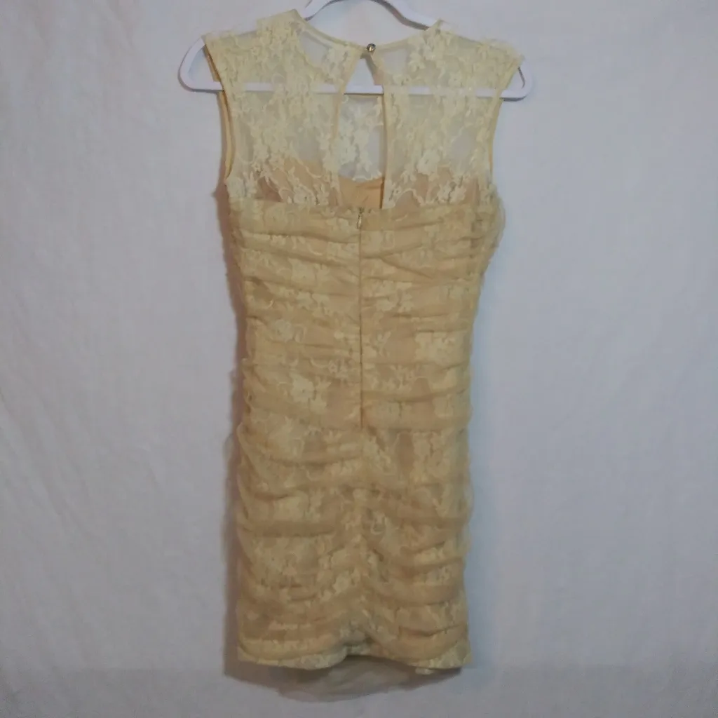 En Crème Lace Illusion Mini Dress Cream Party Size XS - Image 7
