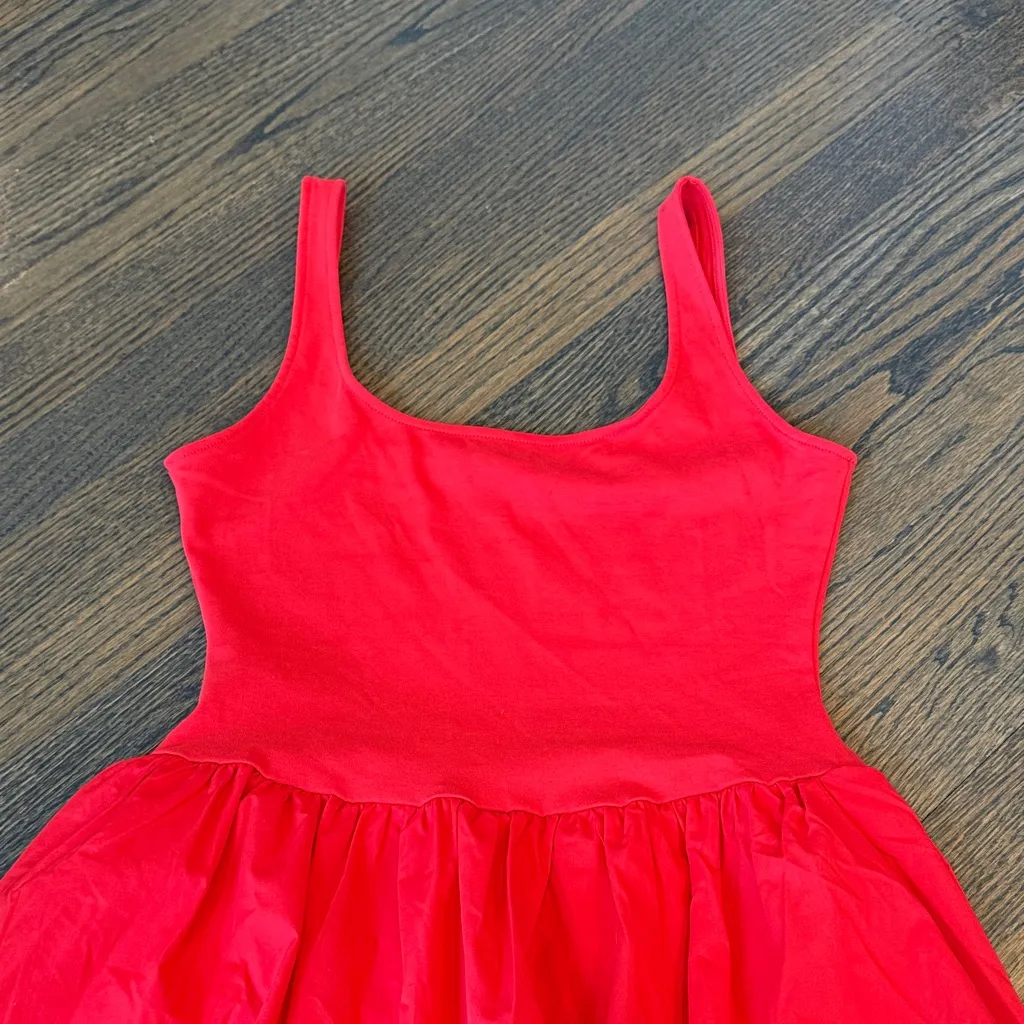 Mango Bubble Hem Tank Cotton Red Mini Dress size Small / 2 NWOT - Image 3