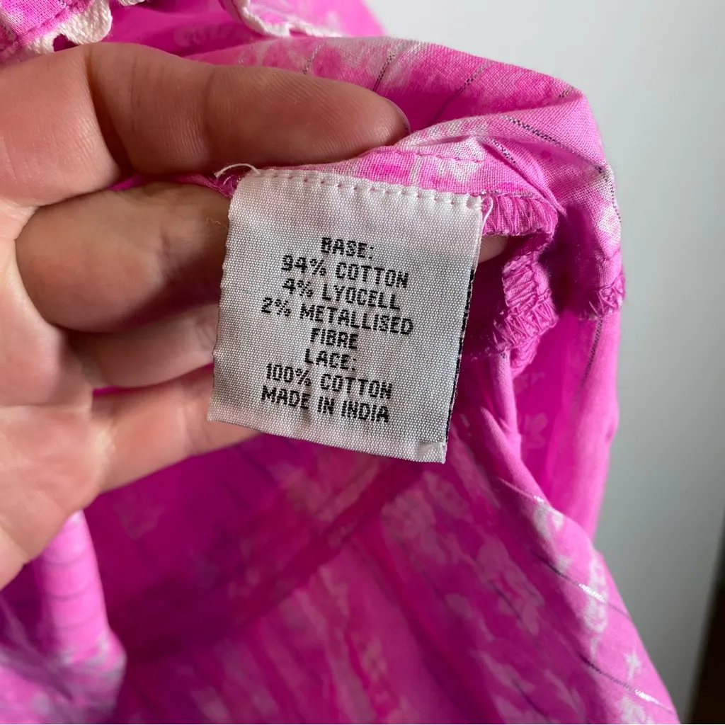 Tuckernuck Juliet Dunn Orchid Small Flower Lurex Flared Sleeve Dress‎ sz 1 Small Pink - Image 5