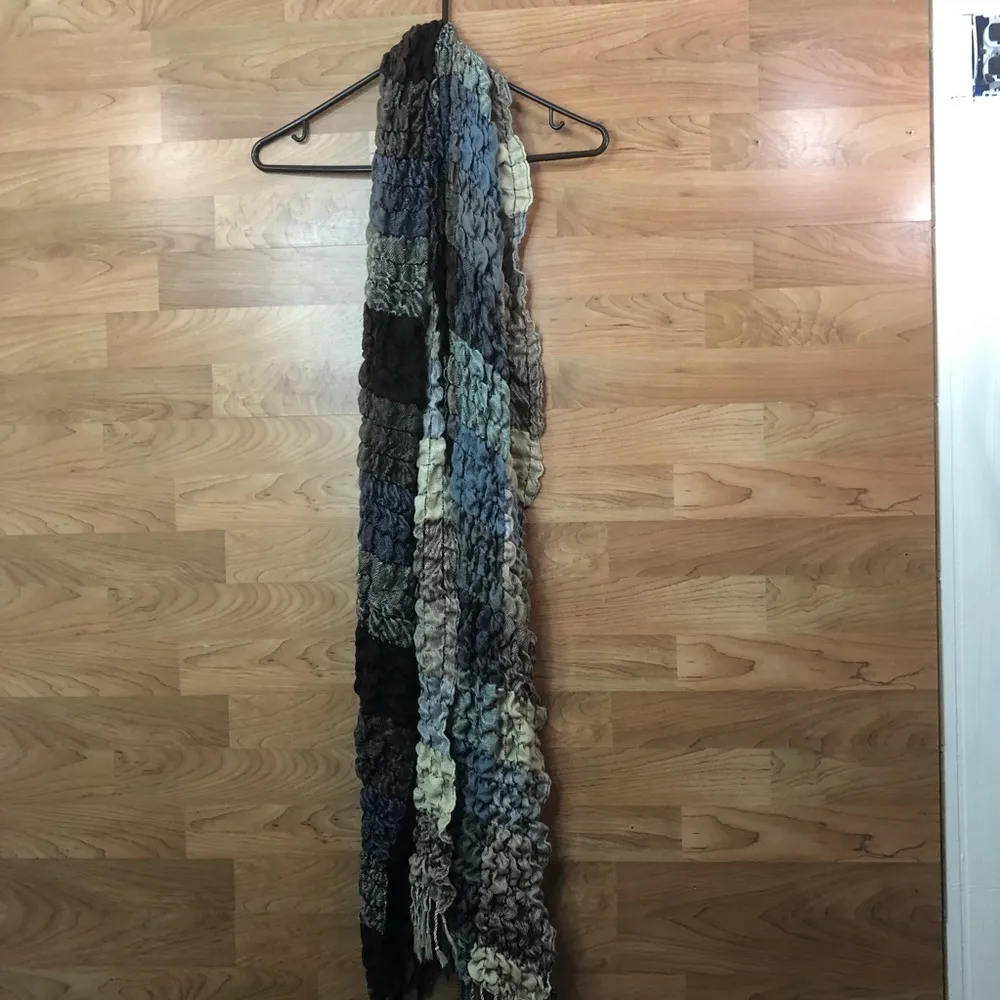 Scrunchy Scarf approximately 85” Long has a few snags but it is very ful… Brown - Image 2