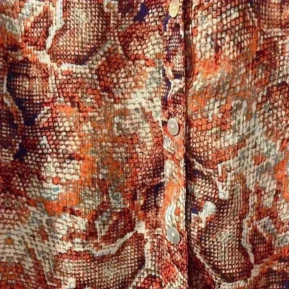 Anthropologie Fig & Flower Sheer Floral Button Up Shirt Blouse Top Size Large Red - Image 5