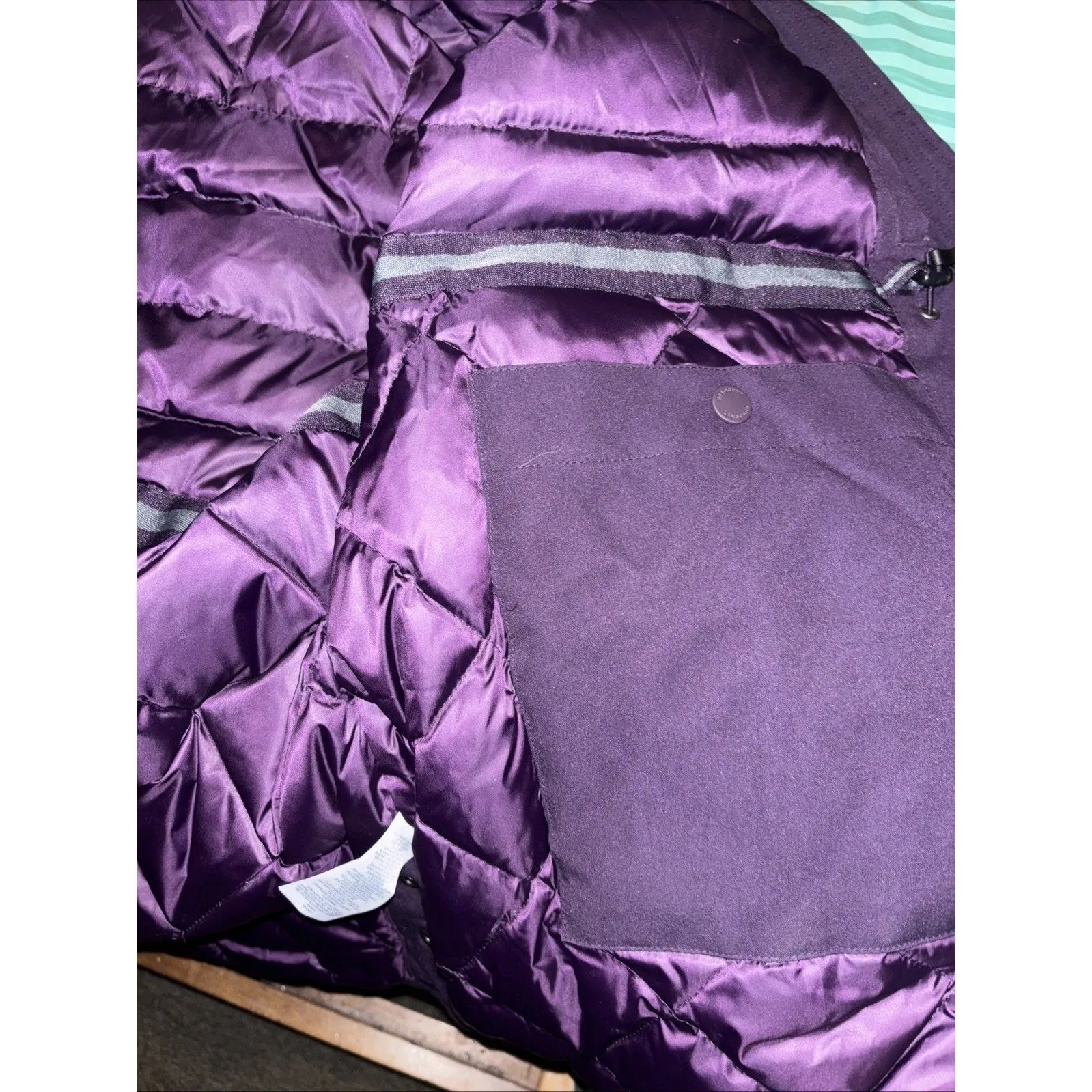 Lands End Women’s Size LP Purple Full Zip Snap Hooded Waterproof Heavy Down Coat - Image 16