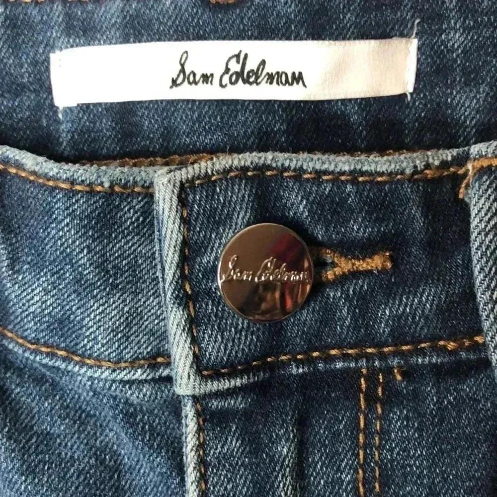 Sam Edelman Mary Jane Embroidered High Rise Straight Crop Jean Harlin - Image 5