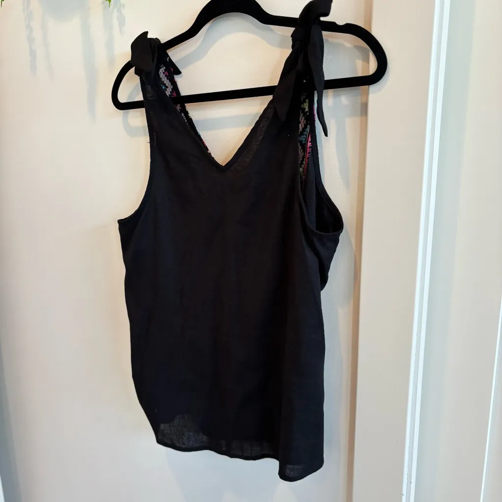 Savanna Jane the Bella Horatio Ribbon Tie Linen Blend Embroidered Tank Women's S Pink - Image 6