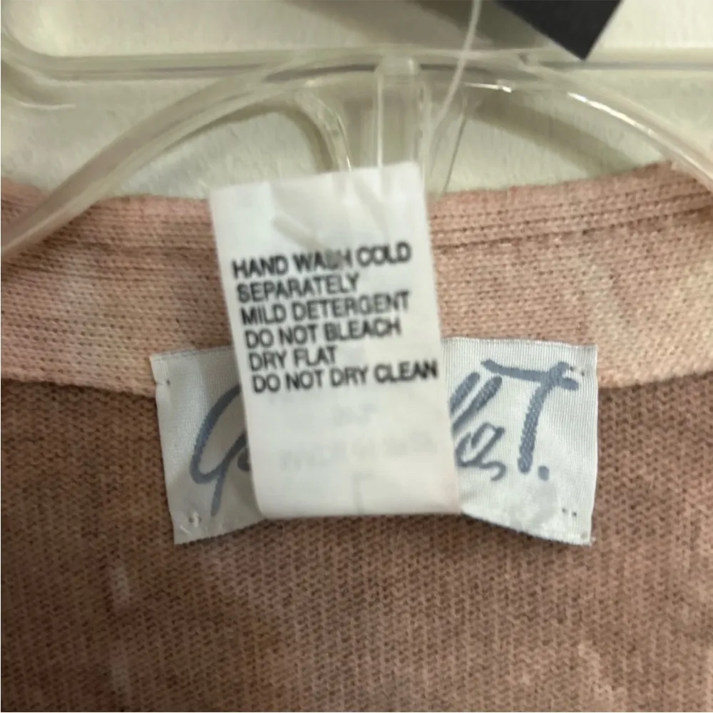 Gabriella T. Light Brown Floral Merino Wool Made in Italy Cardigan Size Large - Image 12