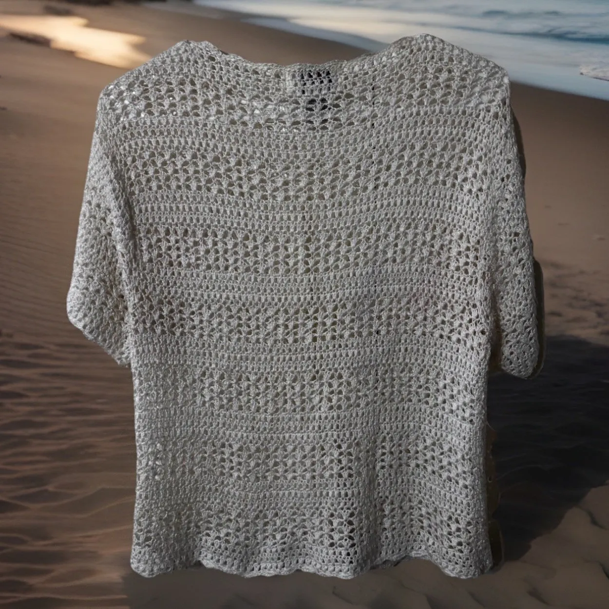 Teddi Petite Cream Crochet Knit Button Down Short Sleeve Cardigan‎ Top PXL FAIRY Size undefined - Image 3