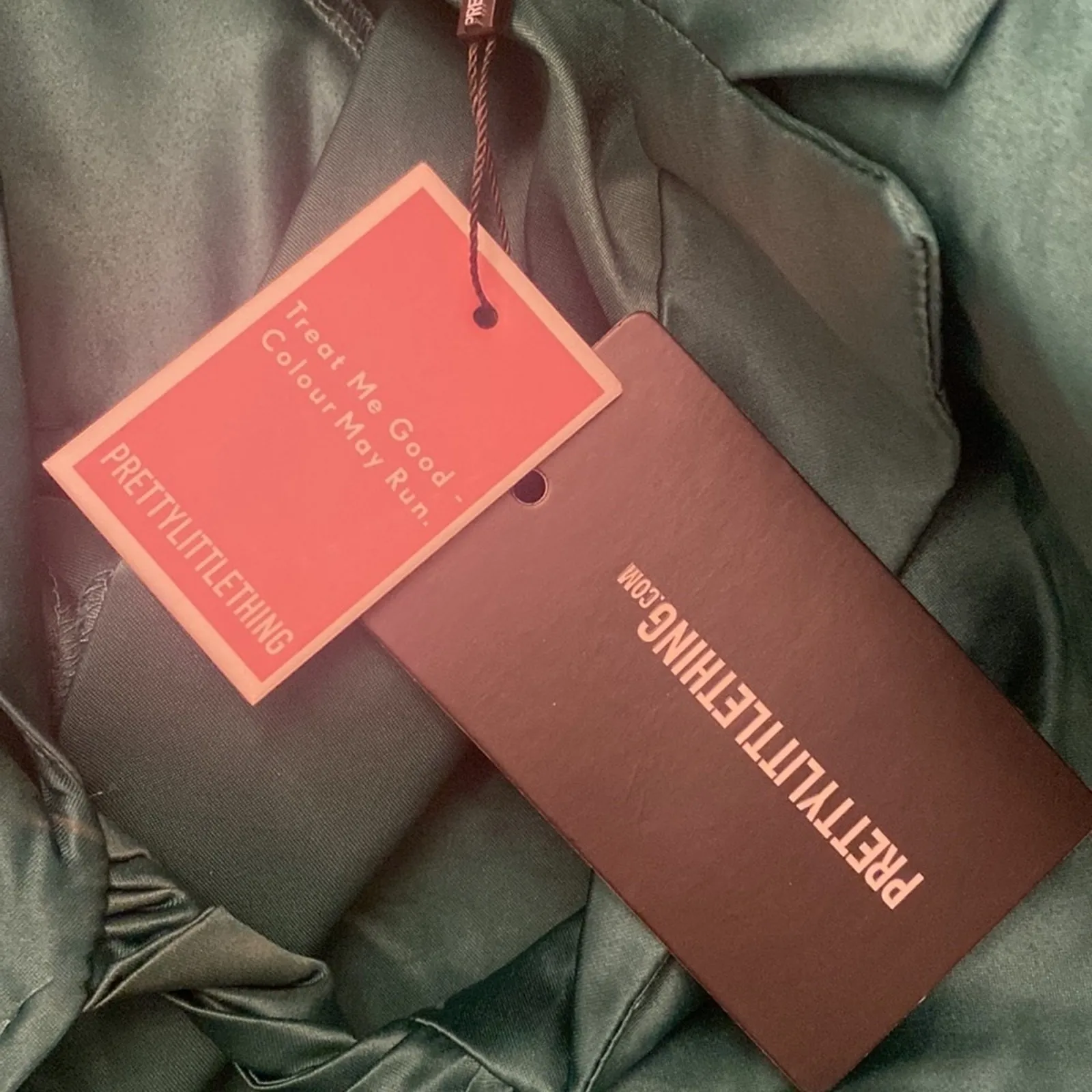 Pretty Little Thing Green Satin Twist Blazer Dress Size 8 Event NEW - Image 9